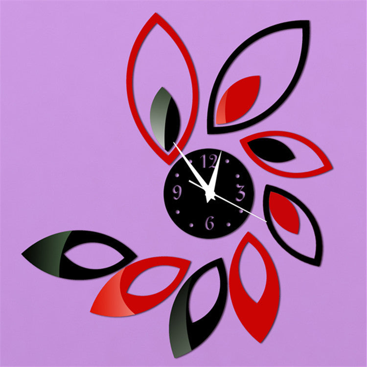AliExpress Explosions Red And Black Leaf Wall Clock Diy Acrylic Mirror Wall Clock Bedroom Decorative Wall Clock Amazon