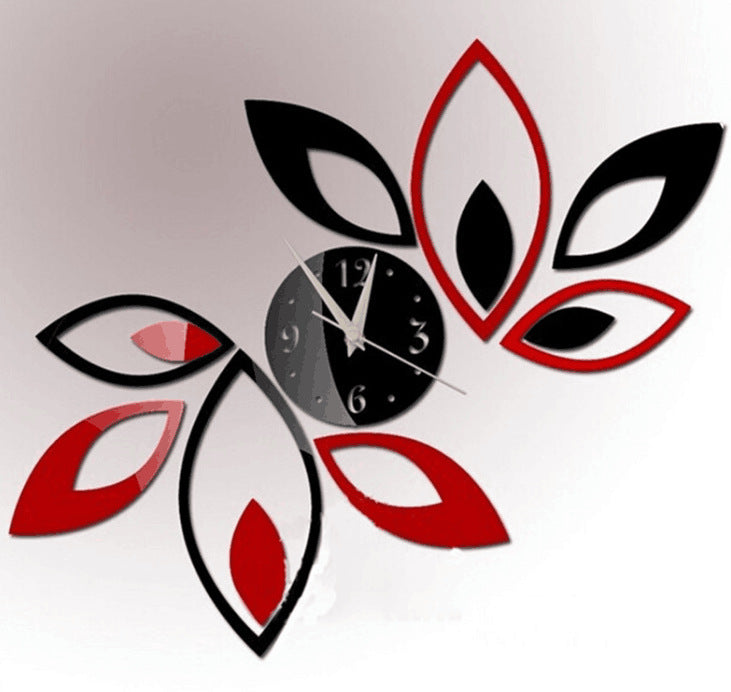 AliExpress Explosions Red And Black Leaf Wall Clock Diy Acrylic Mirror Wall Clock Bedroom Decorative Wall Clock Amazon