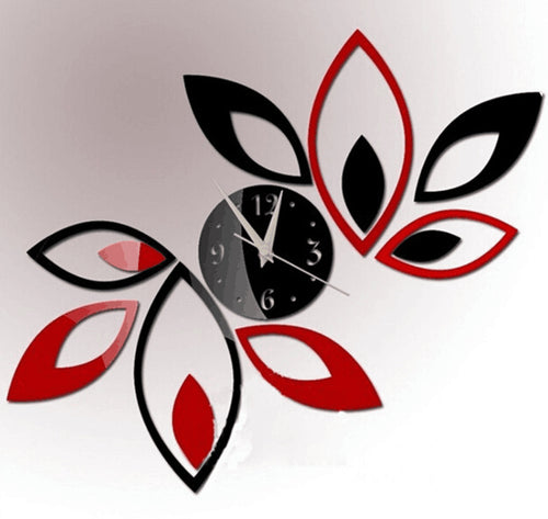 AliExpress Explosions Red And Black Leaf Wall Clock Diy Acrylic Mirror Wall Clock Bedroom Decorative Wall Clock Amazon
